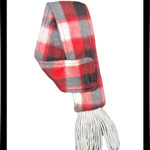 Dog Scarf with Fringe Plaid Red/Gray OS NEW